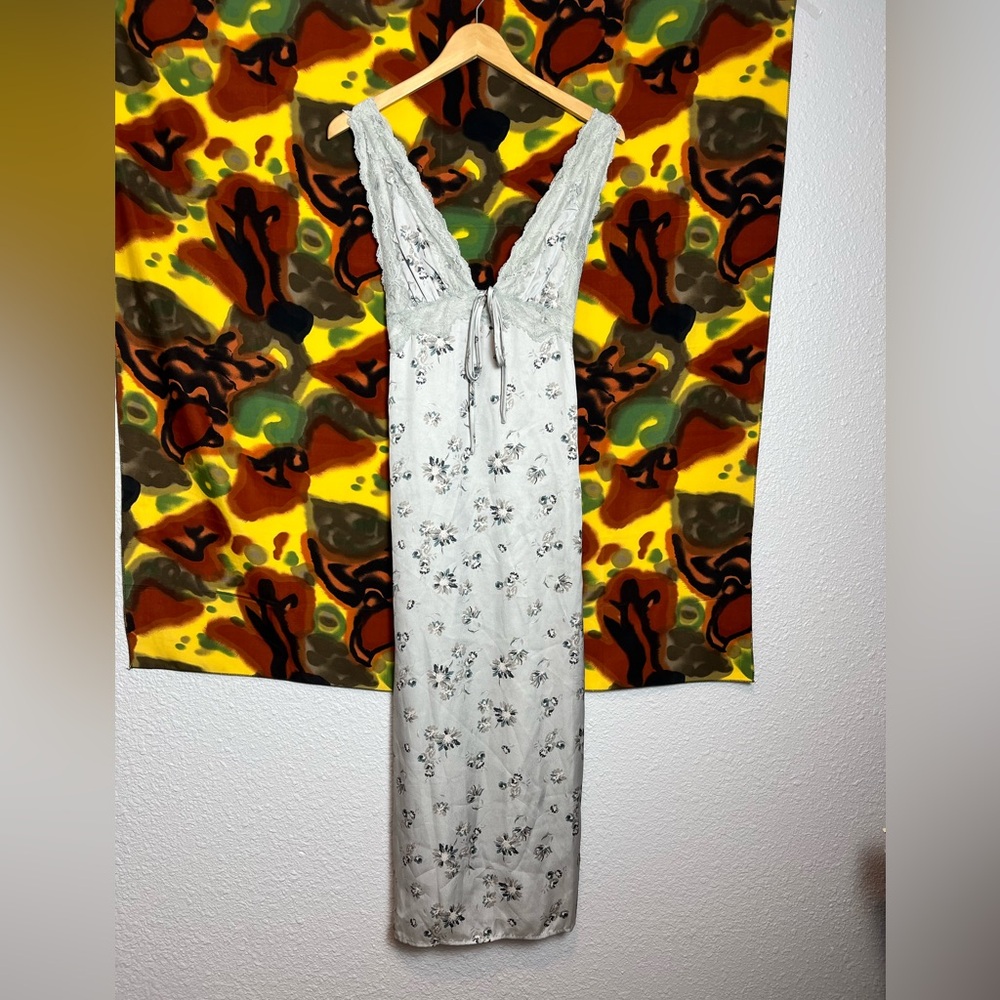 Fore Gray Floral Floor Length Womens Dress Size XS